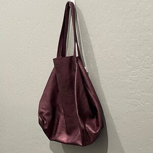 Kurt Geiger Metallic Burgundy Tote Bag  NWOT